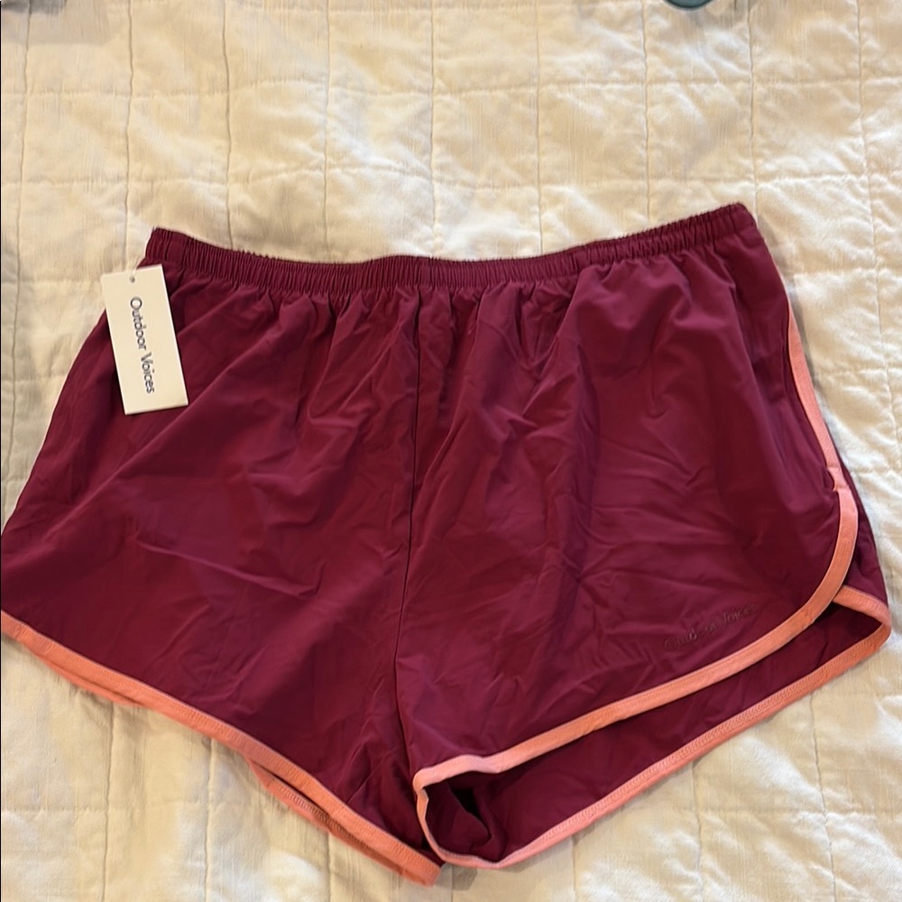 Outdoor Voices Red and Pink Athletic Shorts Lightweight Elastic Waist